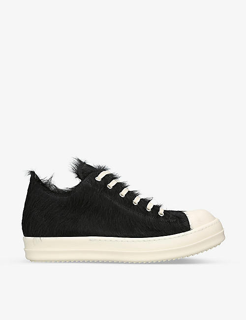 RICK OWENS: Serrated-sole leather low-top trainers