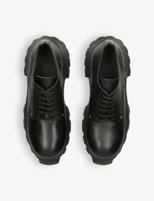 Shop Rick Owens Men's Black Bozo Tractor Platform Leather Oxford Shoes