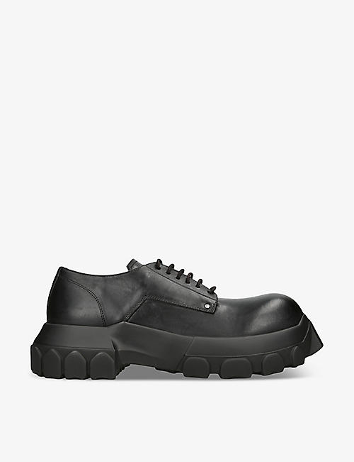 RICK OWENS: Bozo Tractor platform leather Oxford shoes