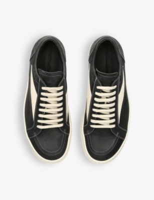 RICK OWENS: Vintage Low grained-leather and suede low-top trainers
