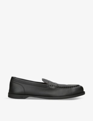 Shop John Lobb Men's Black Pace Leather Loafers