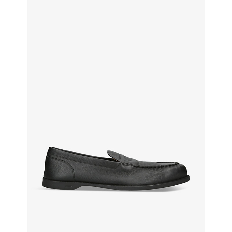 Shop John Lobb Pace Leather Loafers In Black