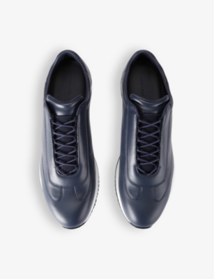 John Lobb Lift Lace-up Leather Low-top Trainers In Blue/dark
