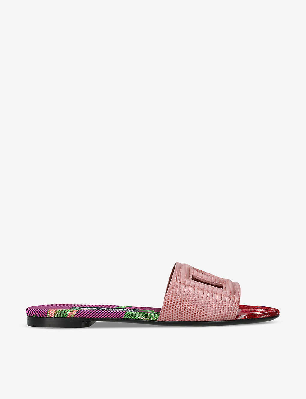 Dolce & Gabbana Millennials Logo-embossed Leather Sandals In Pink Comb
