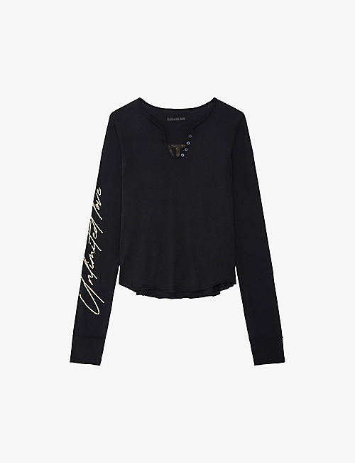 ZADIG&VOLTAIRE: Concert Crush graphic-print long-sleeve cotton T-shirt
