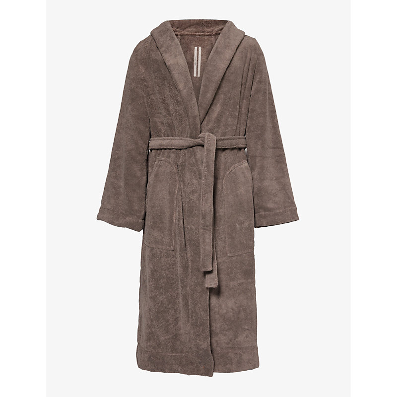 Shop Rick Owens Men's Dust Logo-embellished Relaxed-fit Cotton-towelling Robe