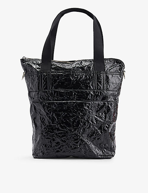 RICK OWENS: Messenger crinkled-texture coated-neoprene tote bag