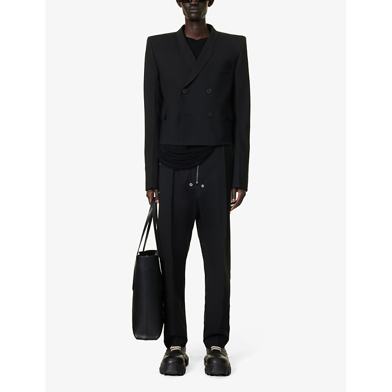 Shop Rick Owens Neue Alice Double-breasted Boxy-fit Wool Jacket In Black