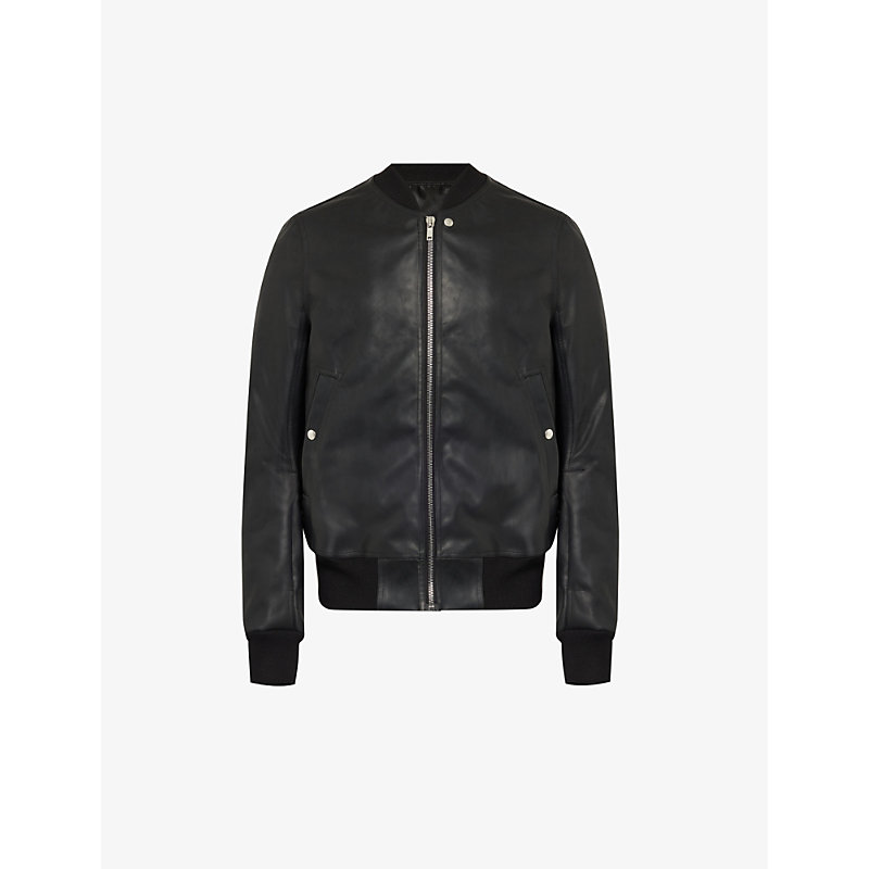 Rick Owens Mens Black Flight Slip-pocket Regular-fit Leather Jacket