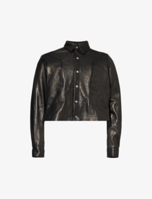 Rick Owens Mens Black Alice Strobe Creased-texture Leather Jacket