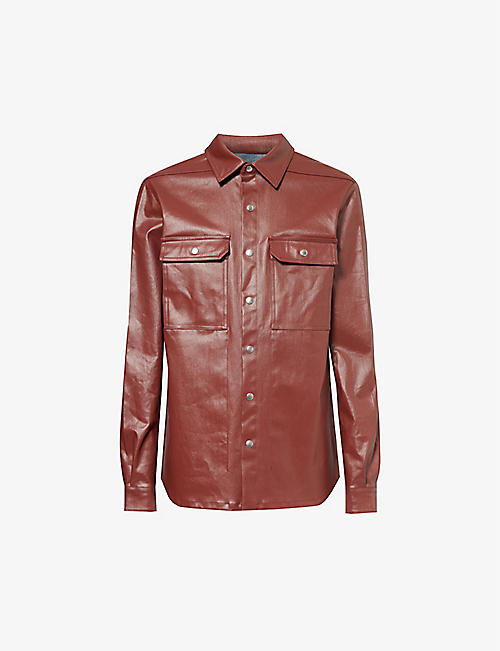 RICK OWENS: Brand-embellished strap regular-fit coated cotton-blend overshirt