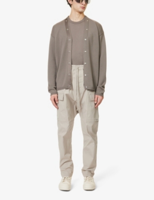 Shop Rick Owens Mens Dust Peter Relaxed-fit Wool-knit Cardigan