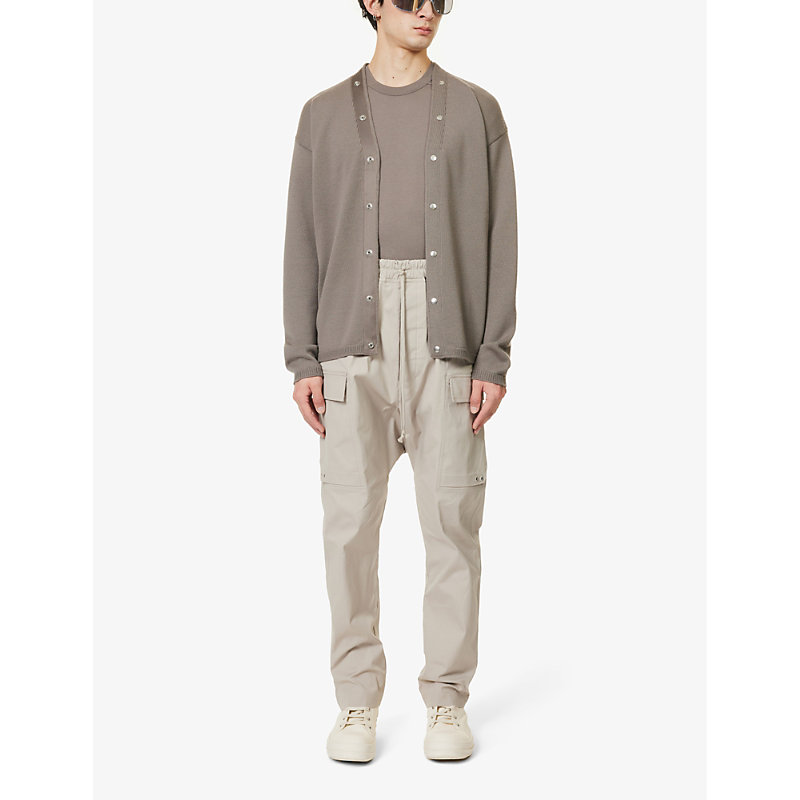 Shop Rick Owens Men's Dust Peter Relaxed-fit Wool-knit Cardigan
