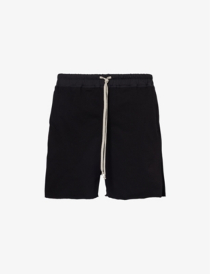 Rick Owens Mens Black Drawstring-waistband Mid-rise Stretch-cotton Shorts