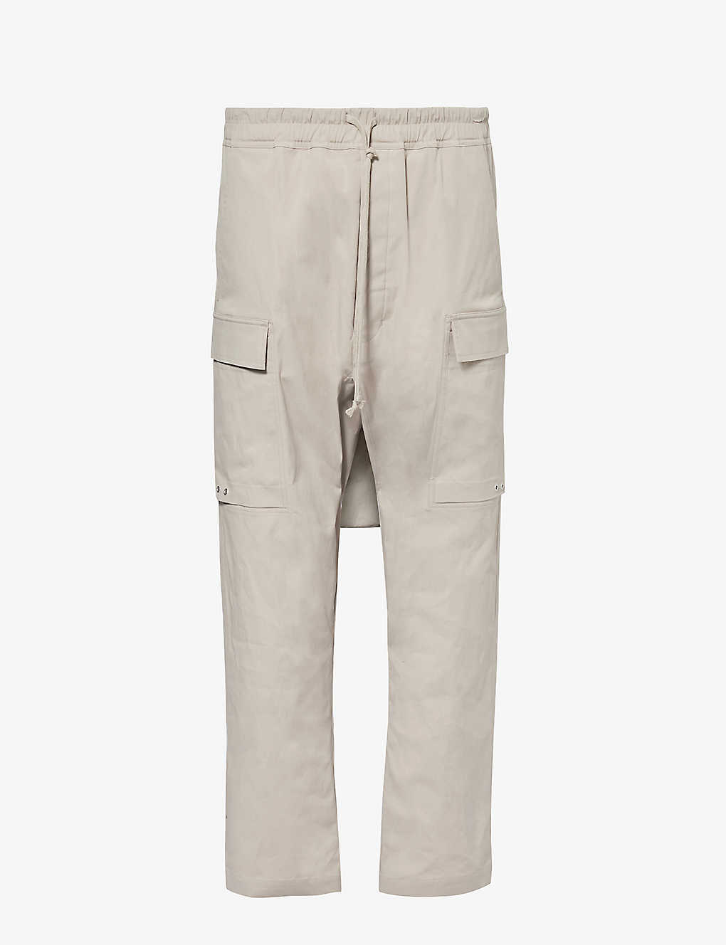 Rick Owens Mens Pearl Cargo Dropped-crotch Tapered-leg Stretch-cotton Trousers