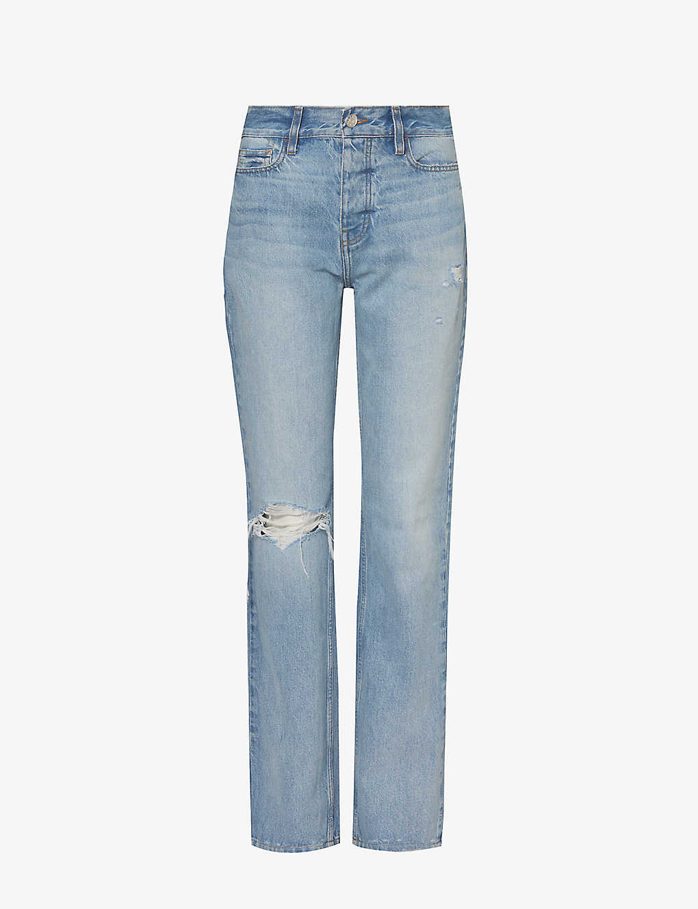Dala Womens Canyon Alley Split-leg Straight-leg Mid-rise Organic-cotton Jeans