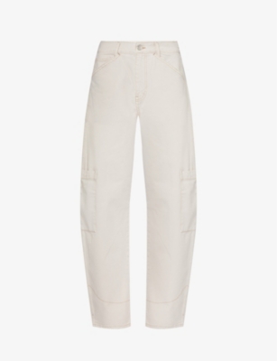 Dala Womens Salt Lido Barrel-leg Mid-rise Organic-cotton Jeans