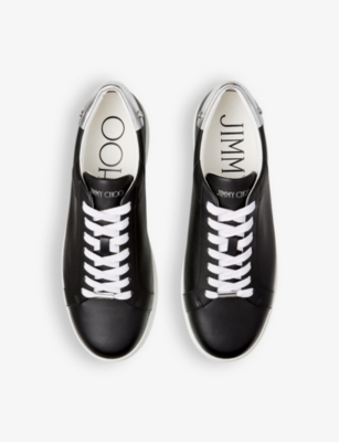 Shop Jimmy Choo Women's V Black/silver Rome/m Branded Leather Low-top Trainers