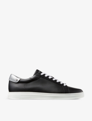 Jimmy Choo Womens V Black/silver Rome/m Branded Leather Low-top Trainers