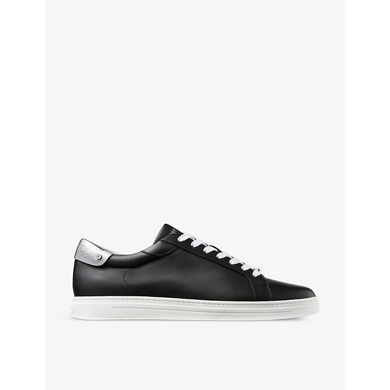 Jimmy Choo Rome/m Branded Leather Low-top Trainers In V Black/silver
