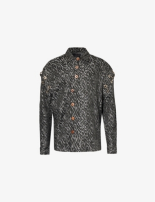 LABRUM LONDON: Abstract-print long-sleeved regular-fit woven-blend shirt