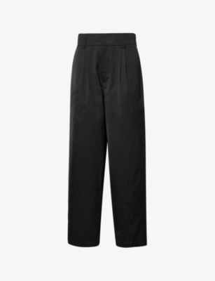 LABRUM LONDON: Pleated high-rise relaxed-fit straight-leg woven-blend trousers