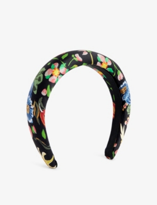 Shop Vivienne Westwood Women's Black Folk Floral-print Silk Headband