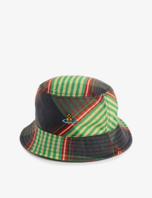 VIVIENNE WESTWOOD: Logo-embroidered tartan-pattern cotton and linen-blend bucket hat