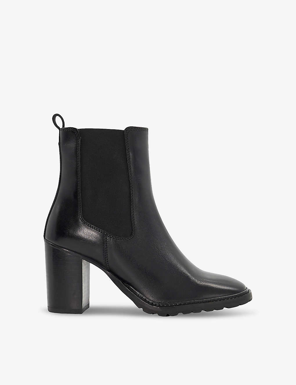 Dune Womens Black-leather Petition Square-toe Heeled Leather Ankle Boots