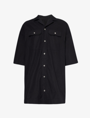 Shop Rick Owens Drkshdw Men's Black Magnum Tommy Oversized-fit Cotton Shirt