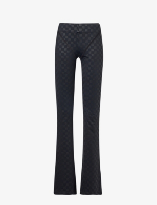 Misbhv Womens Black Flared High-rise Stretch-woven Trousers