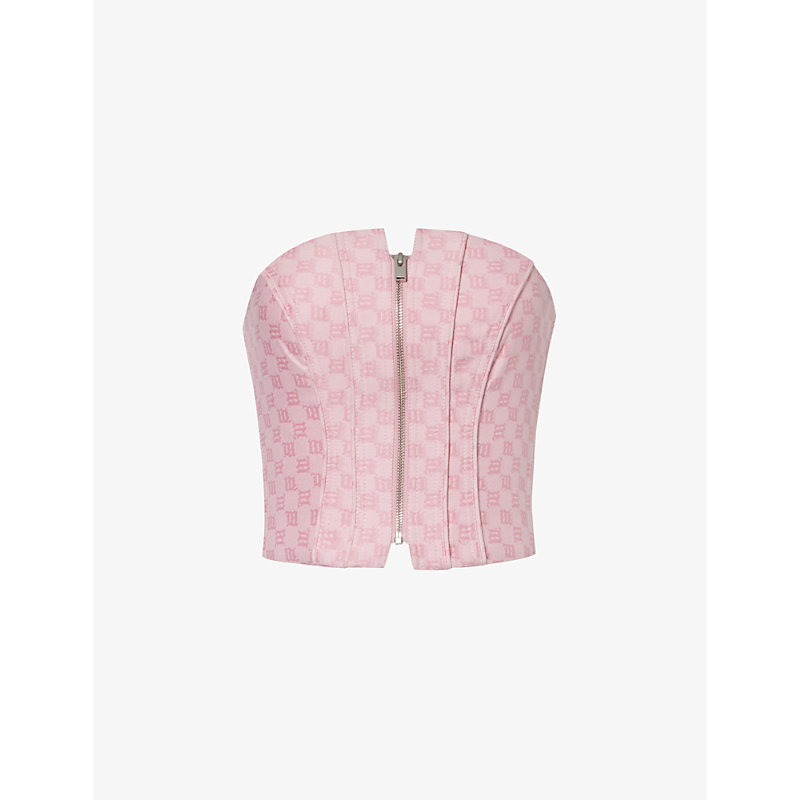 Shop Misbhv Branded-pattern Sleeveless Cotton-blend Top In Bubblegum