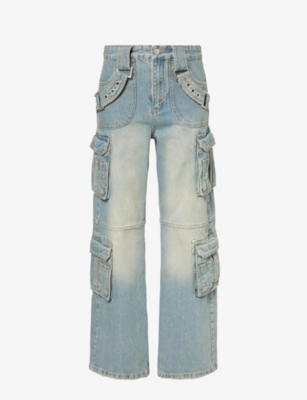 MISBHV: Cargo-pocket faded-wash relaxed-fit organic denim-blend jeans