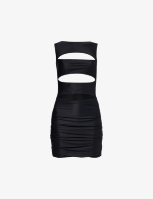 Shop Misbhv Women's Black Elena Cut-out Stretch-woven Mini Dress