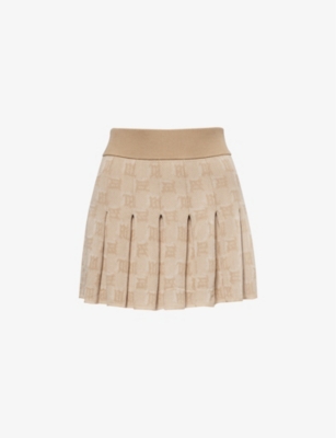 Shop Misbhv Women's Stone Monogram-pattern Pleated Knitted Mini Skirt
