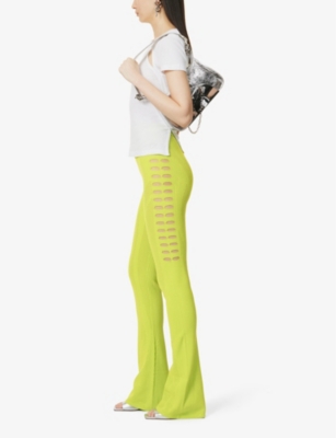 Shop Misbhv Women's Lime Bianca Cut-out Recycled Viscose-blend Trousers