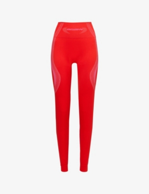 Shop Misbhv Women's Coral Red Sport Logo-print Recycled Polyamide-blend Leggings