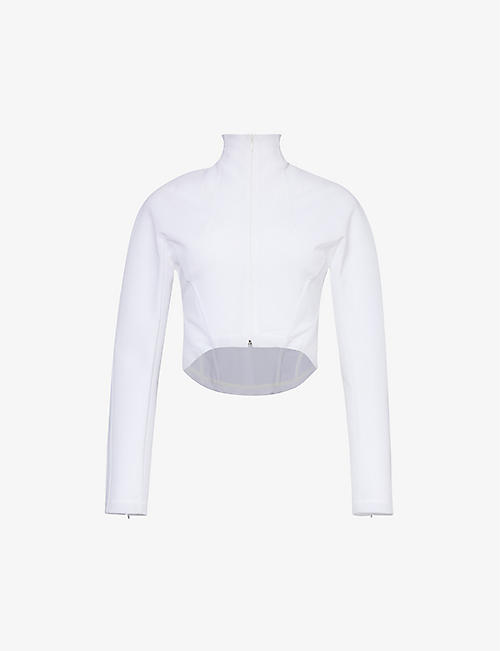 ALAIA: High-neck zipped-cuff slim-fit stretch-mesh jacket