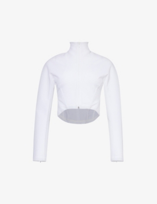 Alaïa Alaia Womens Blanc High-neck Zipped-cuff Slim-fit Stretch-mesh Jacket