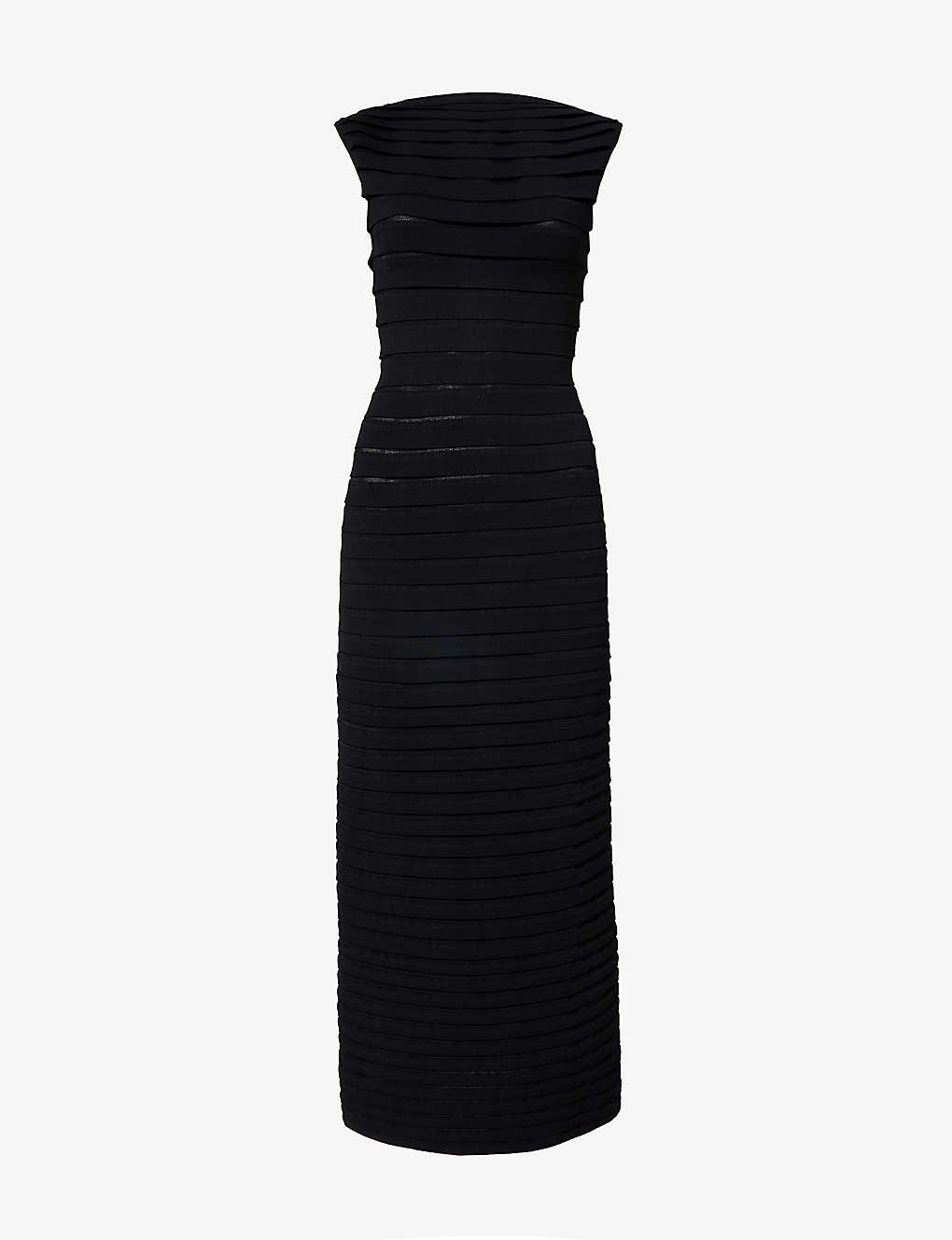 Alaïa Alaia Womens Noir Alaia Striped Slim-fit Knitted Maxi Dress