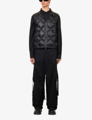Shop Moncler Nasta Logo-patch Diamond-quilted Shell-down Gilet In Black