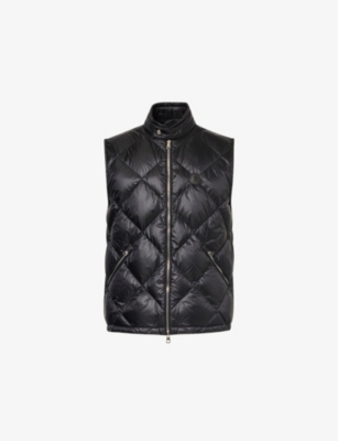 Shop Moncler Nasta Logo-patch Diamond-quilted Shell-down Gilet In Black
