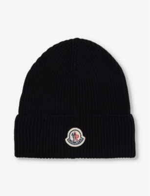 MONCLER - Brand-patch ribbed cotton-knit beanie | Selfridges.com