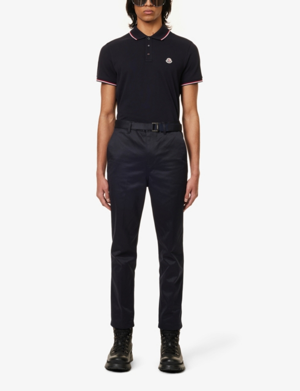 Brand-patch split-hem cotton-piqué polo shirt