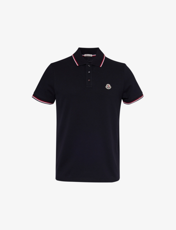 Brand-patch split-hem cotton-piqué polo shirt