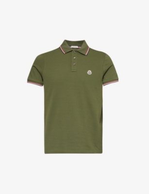 MONCLER: Brand-patch split-hem cotton-piqué polo shirt