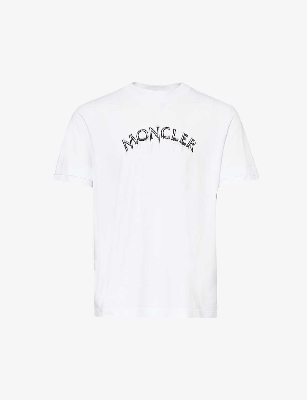 Moncler Mens White Slime Brand-print Cotton-jersey T-shirt