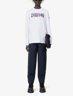 Shop Moncler Men's White Reflection Brand-print Cotton-jersey Sweatshirt