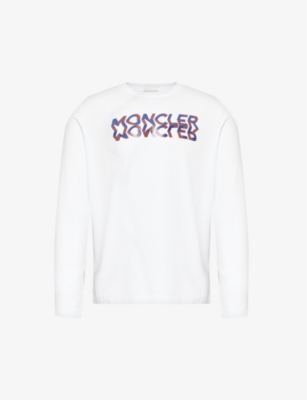 MONCLER: Reflection brand-print cotton-jersey sweatshirt