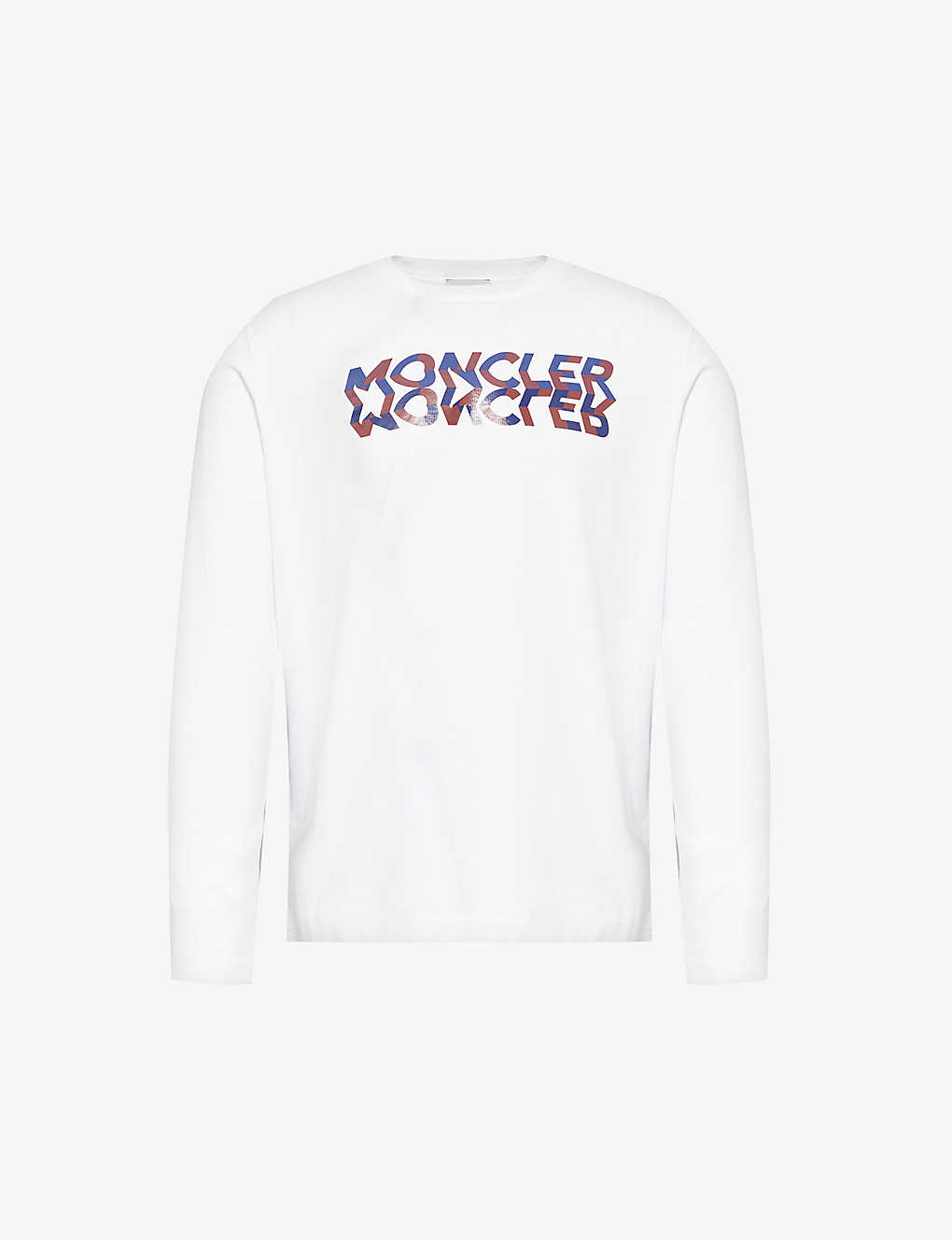 Moncler Mens White Reflection Brand-print Cotton-jersey Sweatshirt